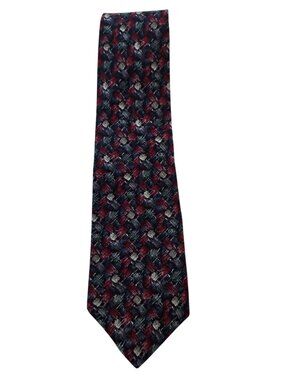 Vintage Cocktail Collection 100% Silk Geometric Basketweave Necktie Burg/Blue